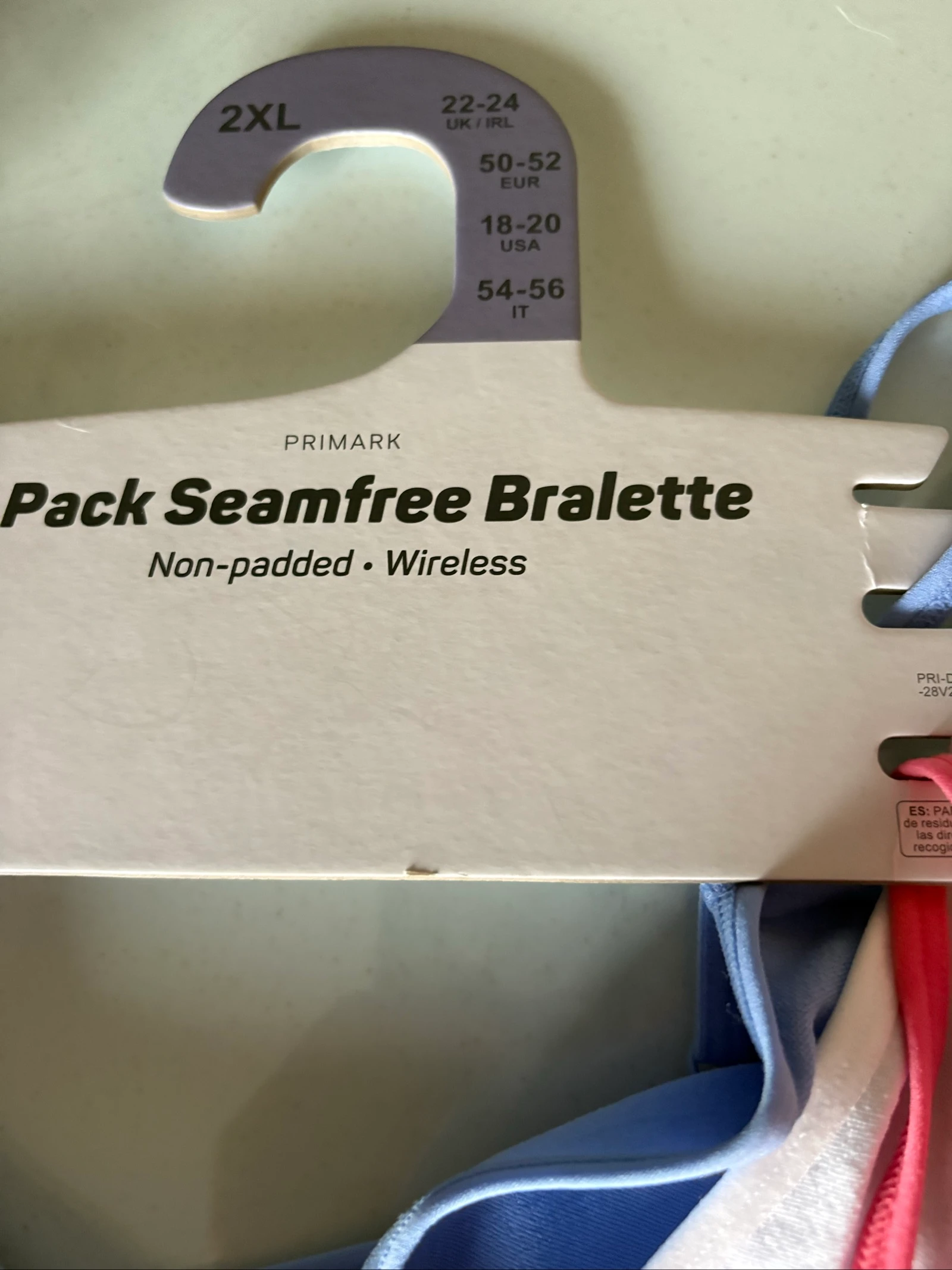 pack 3 bralettes sin costuras primark 2xl 50-52 top confort seamless bra set coral blanco azul – photo 5